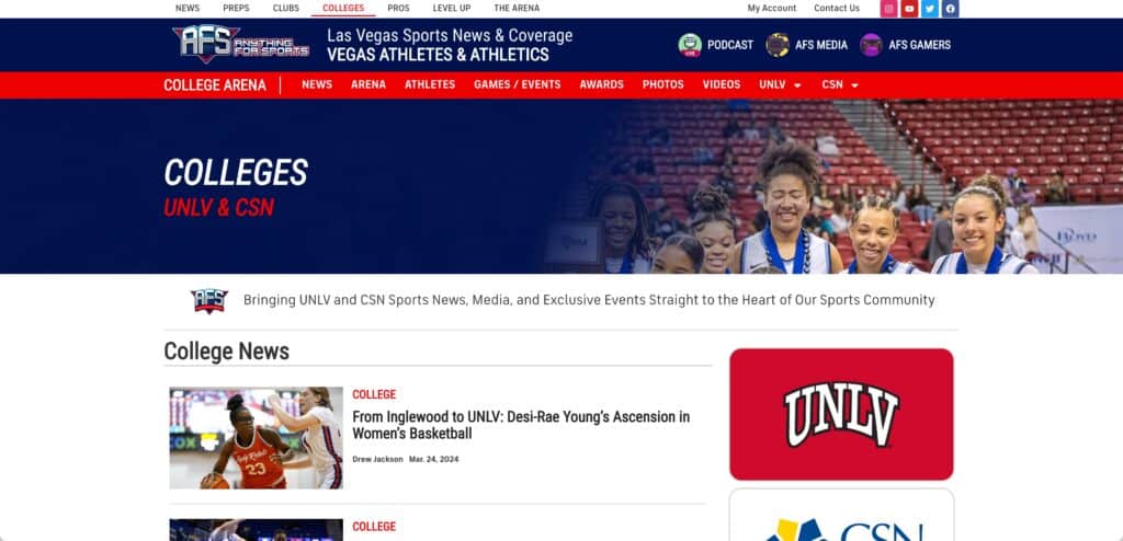 vegas college platform article | Anything for Sports | Las Vegas Sports